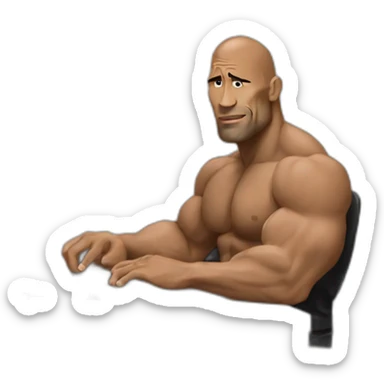 the rock working on macbook laptop sticker