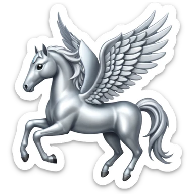 Silver horse with wings full body  sticker