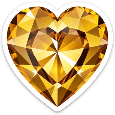 Golden diamond heart sticker