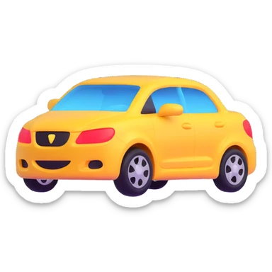 elegant 3D emoji of a car with a transparent protective film, shiny and sophisticated finish sticker