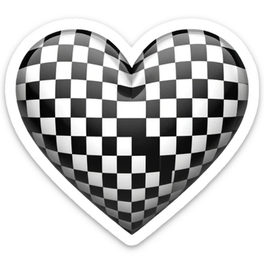 black and white checkered heart sticker