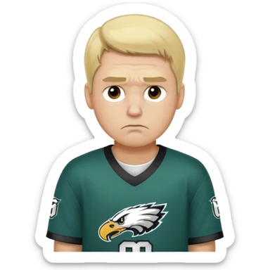 An adult blonde male Eagles fan who is sad sticker