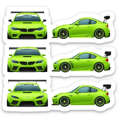 Emoji pack for R2 motorsport company, drift builds, motorsport parts, lime theme, just text sticker