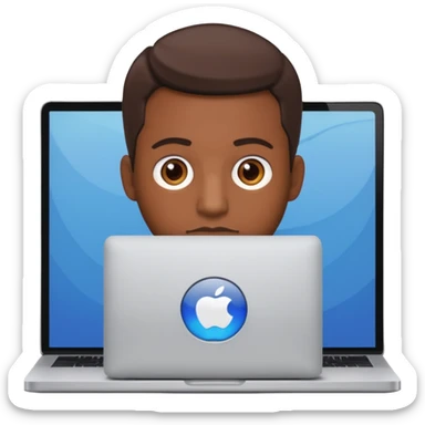 Brown guy behind macbook pro sticker