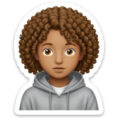 Gut wearing a hoodie with curly hair sticker