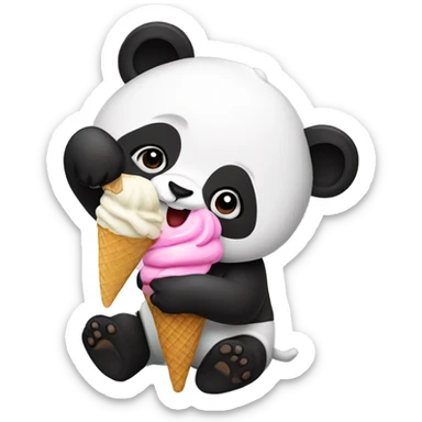 Panda eating ice cream sticker