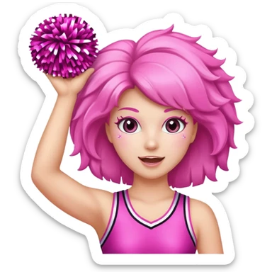 football cheerleader, holding a cheering pom, pink and twinkle sticker