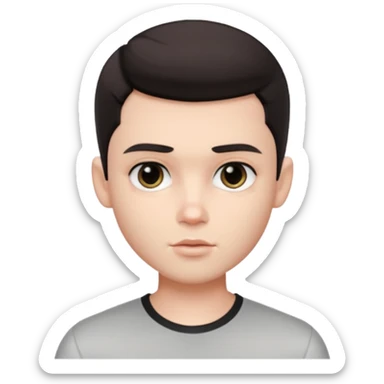 Very pretty handsome bratz man,  short dark hair, has black eyes , pale skin, defined jawline sticker