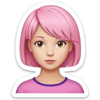 Wig With Pink Side Shaved Hairstyle sticker