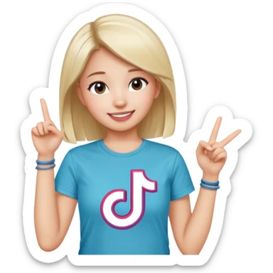Girl with tiktok logo point upwards sticker