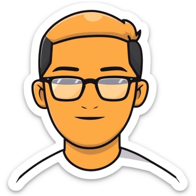 tan skin man with square glasses sticker