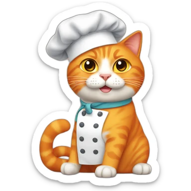 orange cat with chef attribute sticker