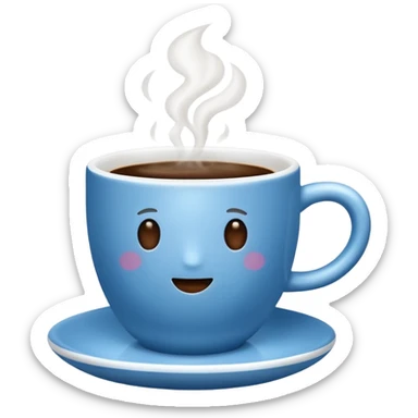 blue coffee cup with steam sticker