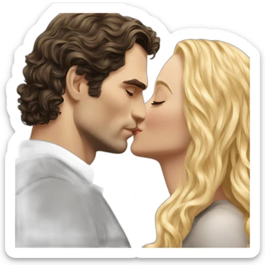 Henry Cavill kissing blond woman with very very long wavy hair sticker