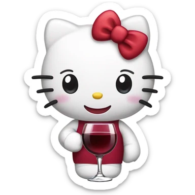 Hello Kitty drinking red wine sticker