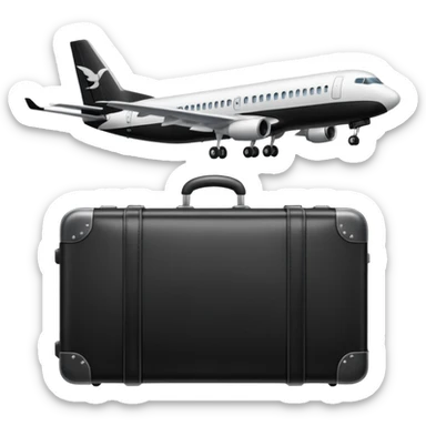 Luggage bags with plane taking off in the background  sticker