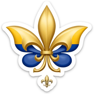 Louisiana Creole flag with a deep blue background, a single gold five-pointed star in the upper left, and three gold fleur-de-lis below it. Flat vector design, clean lines, high contrast, no text, clear at small size. sticker