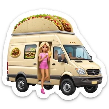 Barbie’s hot tacos Extended length body Sprinter 4500 van high roof delivery truck   sticker