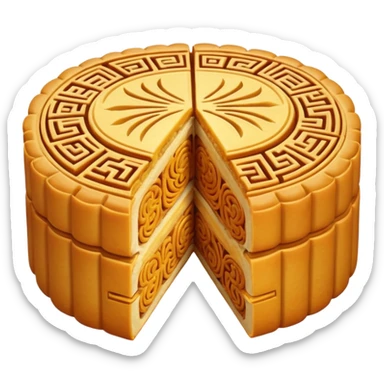 one chinese moon cake cut in half sticker