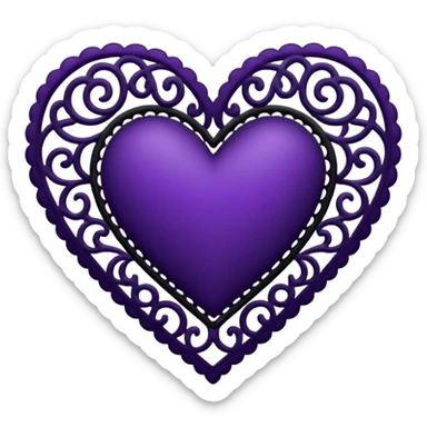 black and purple lace heart sticker