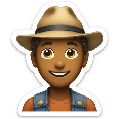 smiling boy with hat indoors sticker