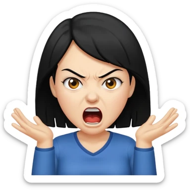 angry mom with black hair yelling sticker