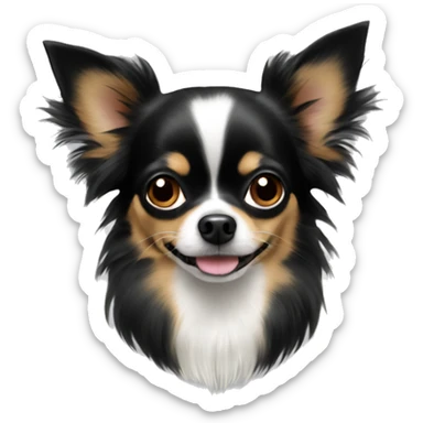 Black tri Long haired chihuahua  sticker