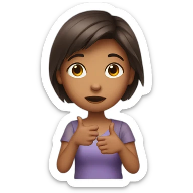 A girl saying no with hand sticker