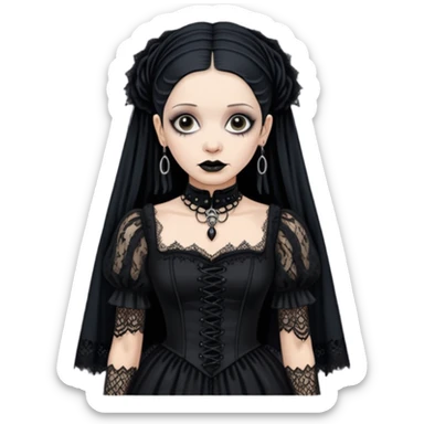 Lene Lovich like a gothic bride in dirty lace sticker