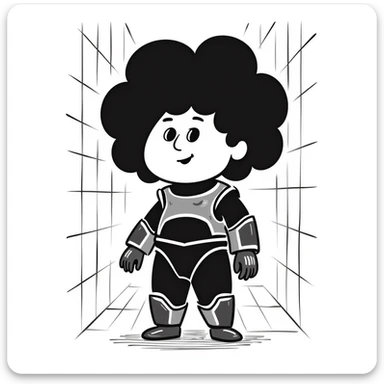 Cabbage Patch Kid in Tron-inspired armor, 80's retro sci-fi, digital grid background sticker