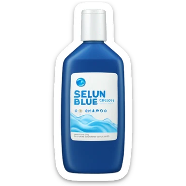 Blue Shampoo with a label that says Selsun Blue sticker