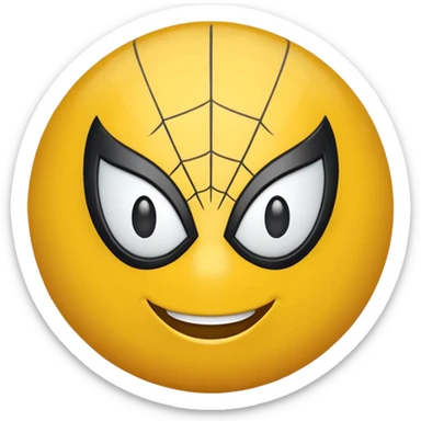 create a yellow emoji of spiderman. style old emoji sticker