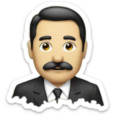 dictator with squared mustache eating popcorn sticker
