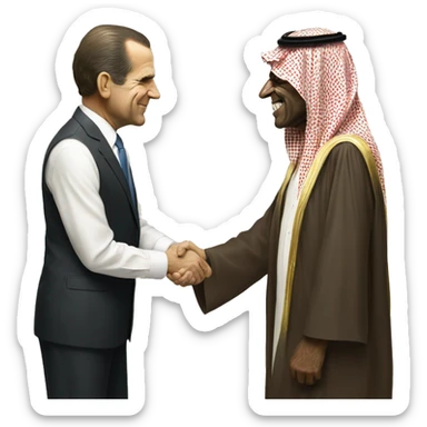 Richard Nixon realistic shakes hands with saudi sticker