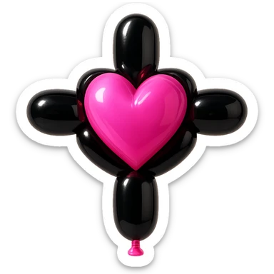 BLACKPINK-inspired gothic object, playful and shiny, black and pink palette, balloon style sticker