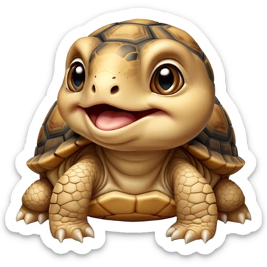 cinematic-yawning baby tortoise-realistic--emoji,,-cute-wise-face-peering-ahead-with-calm-determination,-cute large-eyes-reflecting-centuries of wisdom, sticker