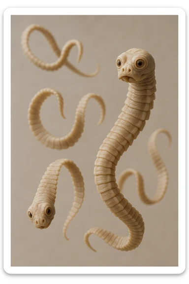 PARASSITI COME LA TENIA FLUTTUANO IN ARIA IPERREALISTICI sticker