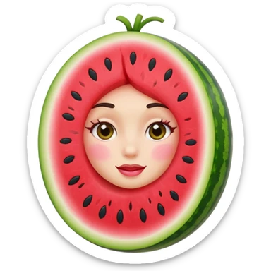 feminine watermelon with blushing cheeks sticker