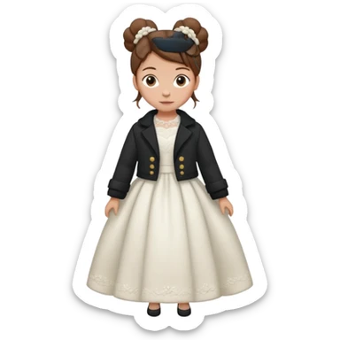 ,chica blanca, pelo castaño, pelo recogido con mondongos, vestido novia , con abrigo ,cuerpo entero sticker