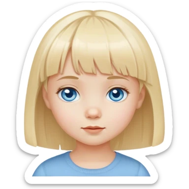 Girl toddler with blue eyes and short blond hair with bangs  sticker