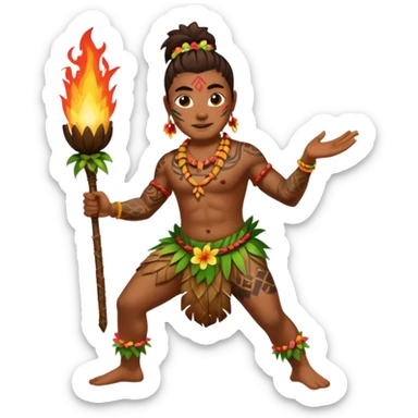 hawaiian fire dancer with tattoos sticker