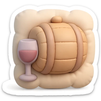icon representing the 'aging' step in wine making process, cushion style, soft pastel colors, plush texture sticker