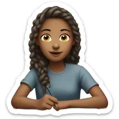 a white teenager girl studying sticker