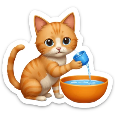 Cat drinking at the beach sticker