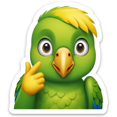 Green parrot face which doing a 'yes sir' gesture sticker