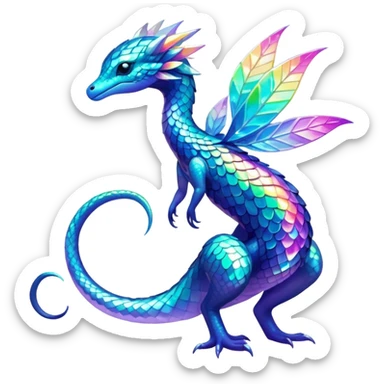 Shiny Exotic Colorful Neon-colored Ethereal Sparkly Amaura-Aurorus-Fakémon-hybrid-creature (full body)  sticker