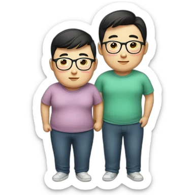 Chinese chubby gay couple with glasses sticker
