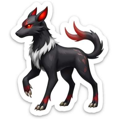 Shiny Exotic Excessive Mysterious Houndoom-Mightyena-Pokémon-Fakémon-hybrid-creature (full body) sticker