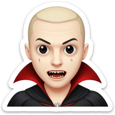 vampire with fangs and buzz cut black  sticker