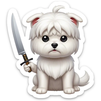 Maltese dog with knife sticker